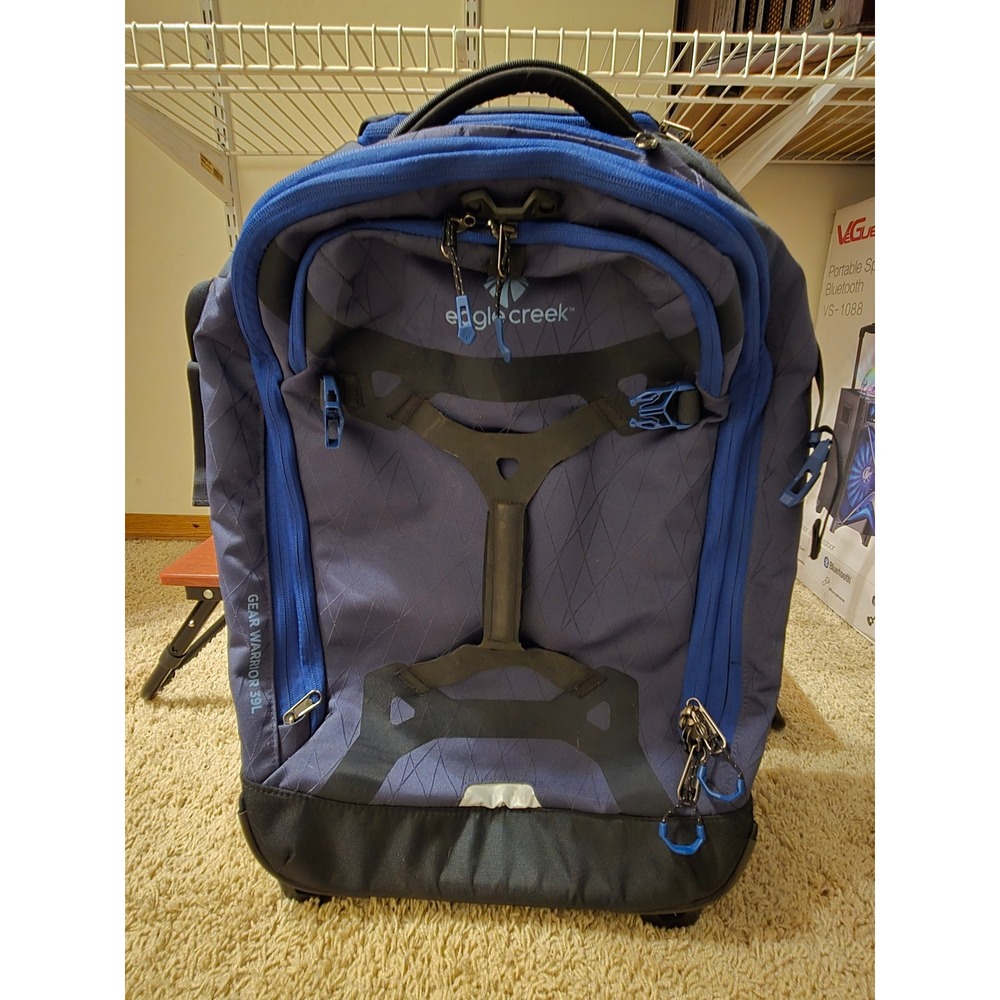 Eagle Creek Gear Warrior 39L Wheeled Duffel Carry On Bag Blue Luggage